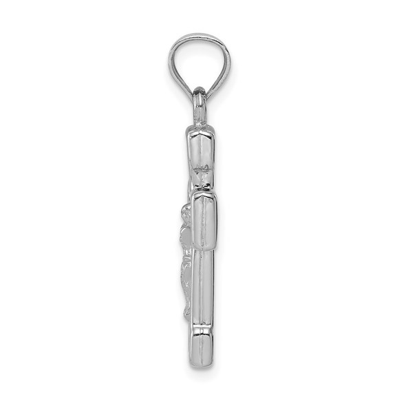 Million Charms 925 Sterling Silver Rhodium-plated Hollow Latin Crucifix Pendant - Picture 2 of 4